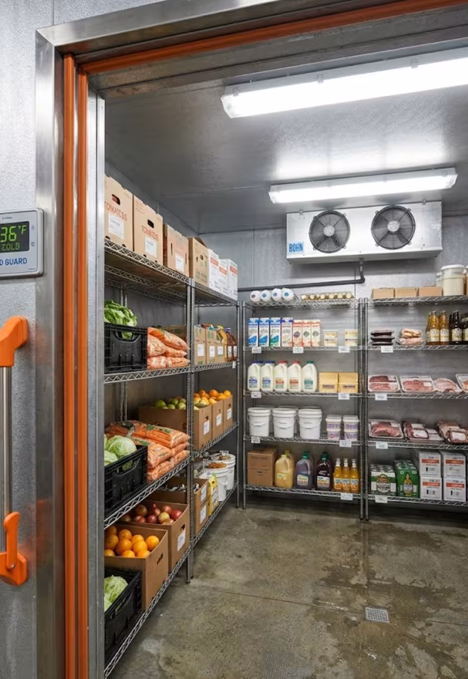 Commercial walk-in cooler serviced by Isles Mechanical